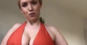 BBW Young Sexy Blonde Huge Boobs Bikini try on, uloused