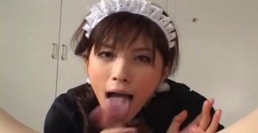 Hot maid Riko Tachibana gives a steaming blowjob and eats jizz, Niamha