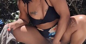 Ebony milf Trying not to get caught peeing behind humans, uro32ung