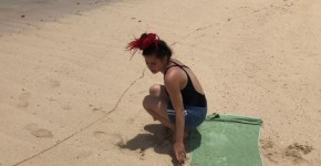 hot workout on island lolly lips JustFor.Fans, arentoutou