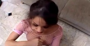 Dark haired slut in fishnet blouse is geting banged by two guys at the same time pussy like, virarmagnac