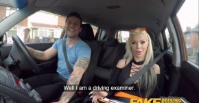 Fake Driving School Blonde bombshell Barbie Sins Taken for a Fuck Ride in black lingerie, Wnsela2