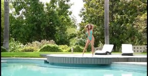 PornoStar August Ames Sexy Strip Tease in Blue Bikini Hot Girl Big Tits Big Ass, mersedesmax