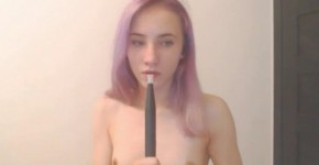 Puffy Nipples Pink-Hair Perky Tits Teen Smokes a Hookah on Webcam for Rent, yorours