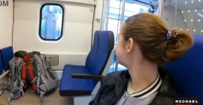Real Public Blowjob in the Train | POV Oral CreamPie by MihaNika69 and MichaelFrost, la1ndon
