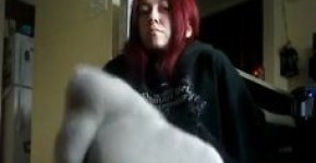 Hot Red Head Teen Girl in Black Sketchers and White Hanes Tube Socks POV, tisasl