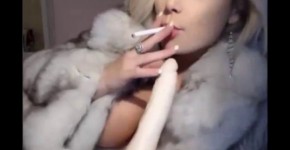 Trisha Annabelle smoking on webcam fur coat, sxynugget