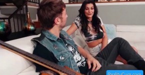 Sexy brunette big tit milf Becky Bandini seduces guitar guy and suck his hard huge cock, Zaliland