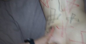 Obsessed girl tied to the bed getting exorcism by the priest Halloween video, foffear