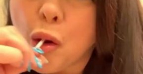Marcy Diamond giving sloppy blowjob to lollipop with tons of spit, Zieann