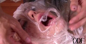 Leyla Black Bound In Plastic Gets Her Mouth & Asshole Used, Gari5n4