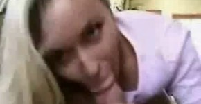 Sexy blonde wife sucking cock and swallows cum, hoopray