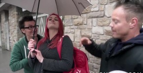 Redhead amateur slut gets her first DP, Fascinating