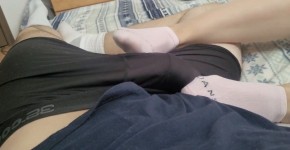 teen teases cock with toes gives footjob till cumshot on socks, lediserin