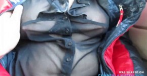 Touching tits in a see-throu blouse in a train, astrazama