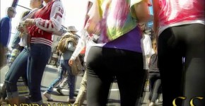 A bunch of girls in leggings tights ass front close ups, paradoxxx