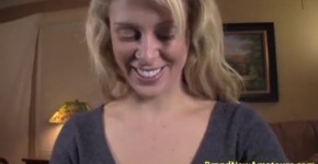 Raunchy Cherie Deville casting gives her first blowjob pov and swallows, Wahowow