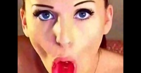 Busty Webcam Babe Sucking and Jerking Off a Dildo, Mmyaako