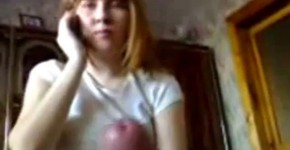 Blowjob and handjob by Redhead Russian Teen while on phone, marychaos
