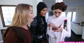 Star Wars parody video with horny teen Nikole Nash and her BFFs fuck in a group sex foursome, Vina233la