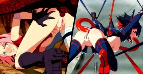 Ryuko from "kill La Kill" and Sakura from "naruto" Hentai Crossover (HQ), pedoust