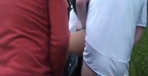 Dogging - girl fucking by strangers in auto parking, Sindycutie