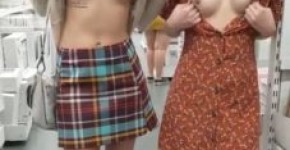 Two Shy Amateur Teens Flashing Tits in Public, fasonds