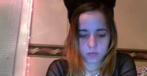 Gorgeous Amateur Girl in Cat Suit Talks on Web Cam, h0tisarah9