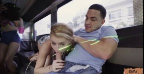 Slutty blonde Arya Fae gets a free ride and fuck in the bus, spuugje