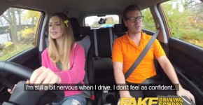 Fake Driving School hot Italian learner with big natural tits fucks for her exam, yima2lded