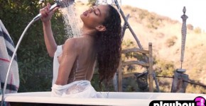 Playboy3.com - Amazing black teen Scarlit Scandal hot posing in perfect white lingerie, titear
