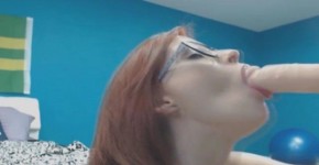 My Pretty Redhead  Neighbor Sucks her Dildo like a Real Cock, cam4freecom