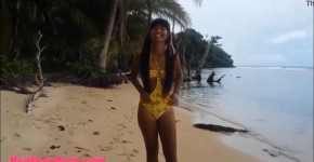 HD Ameteur Tiny Thai Teen Heather Deep day at the beach gives deepthroat Throatpie Swallow, Quan343an