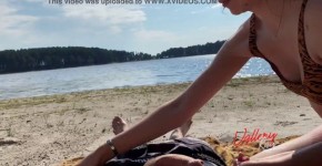 Public Blowjob On The Beach, We Are Spotted! Vallery Ray suck dick and gets cum on her face, Mahali421