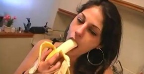 NDNgirls.com | Native American Indian girl dared to suck a large banana ends up giving big black cock blowjob in the kitchen, Ol