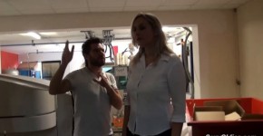 Tall French MILF Melany Paris sucks and fucks in the warehouse she works at, krpetludre