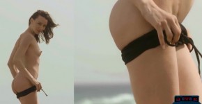Petite brunette model Adel Morel strips naked outdoor, Fithan