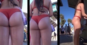 Amazing round juicy ass in thong black bikini! Extreme voyeur close ups!, Fredana