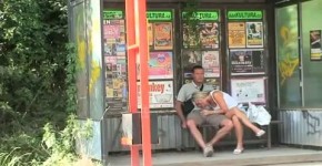 Blonde slut is sucking dick on the bus station and getting fucked in the nature busty slut, rimmingrong