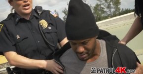 Kinky MILFs with big tits are making a hardcore sex deal with a black criminal in public., patrol420