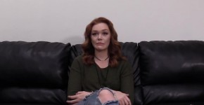 Redhead Rowan bent for doggystyle and creampie in casting, Theophia