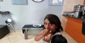 Indian cleaning girl gets a golden shower from her boss while busy working | piss clean up | interracial | blowjob, Zees4han
