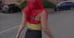 Redhead hotty Roxi Keogh wears a nappy (diaper) underneath her skirt in public Flashes it as she walks down the road!, Quoiaa