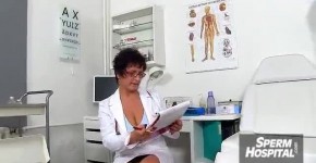 Blonde lady doctor Koko old with young CFNM exam and handjob, Qui2lli