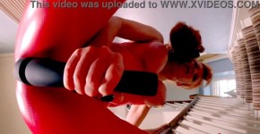 Red XXX sucks cock in a red latex outfit, mo1m2omo