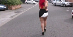 Redhead hotty Roxi Keogh wears a nappy (diaper) underneath her skirt in public | Then wets it!, Gleneva