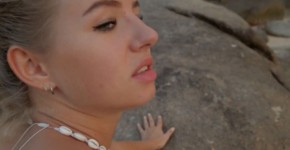 Anal Sex and Cum Eating on a Public Beach with Hot Blonde - RISKY OUTDOOR SEX Cumin4D, Gennelly