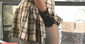 Tease her or him. Jeny Smith measures transparent tights, eringe