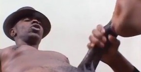 Slutty ebony chick with beautiful breasts moans as long black cock drills her anal hole, sedindi