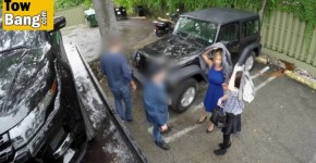 Foxy blonde towed car makes deal with fake driver sex in the car, SarahFet96